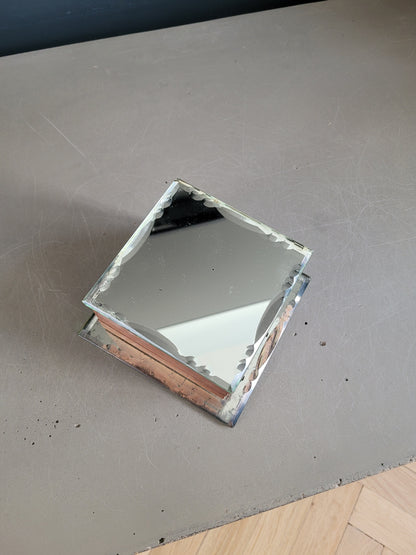 Boîte à cigarettes vintage en bois et miroirs- Ref 638