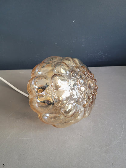 Suspension vintage en verre moulé ambré - Ref 888