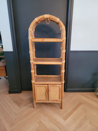 Étagère vintage en bambou et rotin - Ref 691