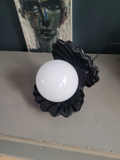 Lampe coquillage en porcelaine noire - Ref 537