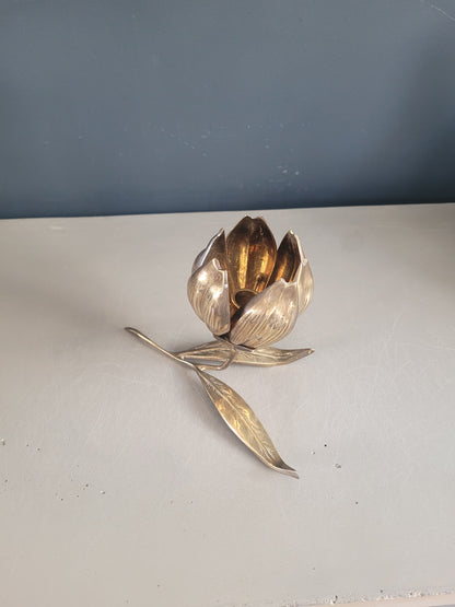 Cendrier-bougeoir fleur en laiton massif - Ref 334