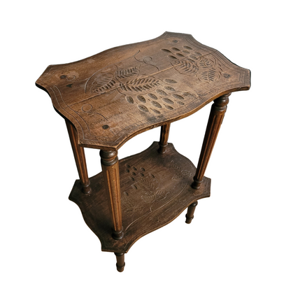 Sellette ancienne en bois gravé - Ref 698