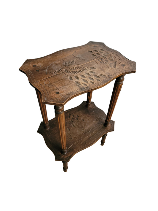 Sellette ancienne en bois gravé - Ref 698