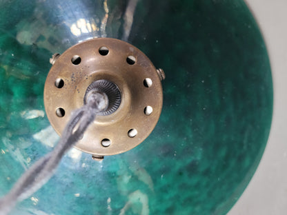 Suspension à poulies en céramique émaillée verte - Ref 641