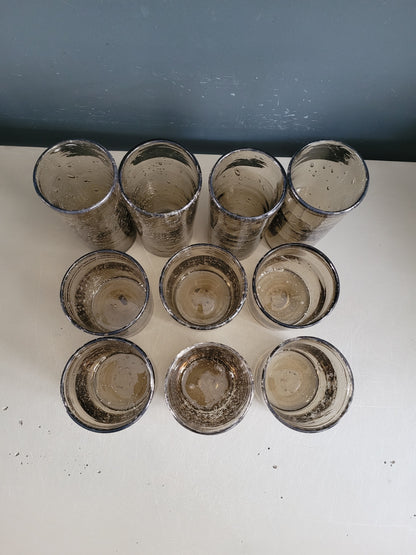 Serie de 10 verres en verre bullé fumé - Ref 499