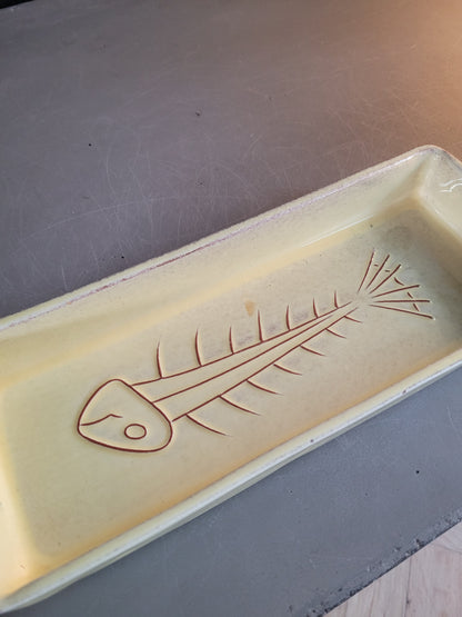 Ravier poisson en céramique jaune - Ref 786