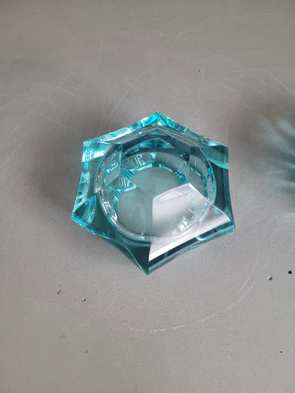 Paire de cendriers assortis en verre turquoise - 394