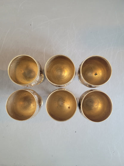 Lot de 6 verres à pied en laiton ciselé- Ref 272