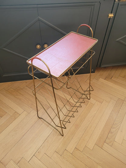 Bout de canapé- porte-revues en fil laiton vintage - Ref 742