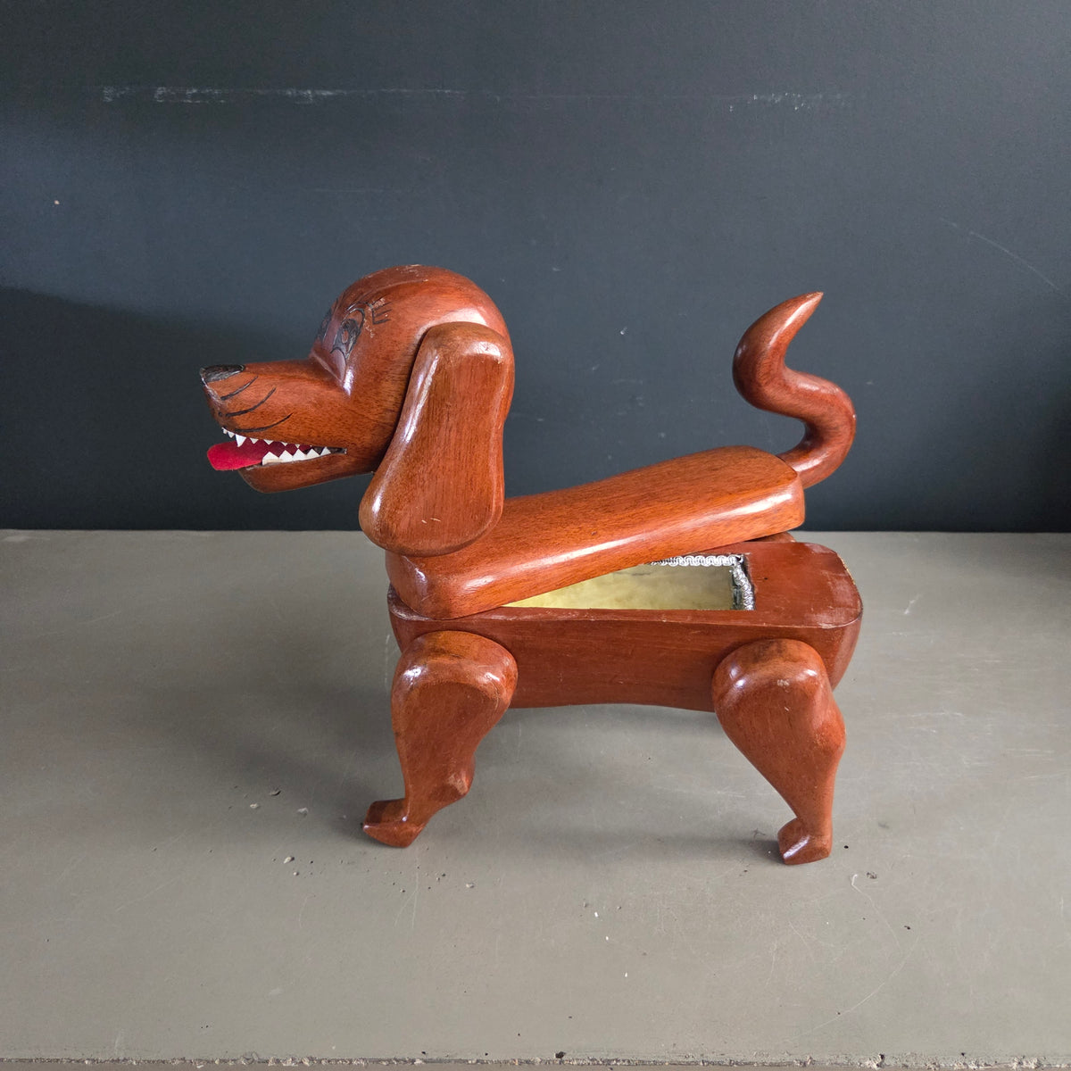 Boîte à bijoux chien en bois articulé - Ref 1419