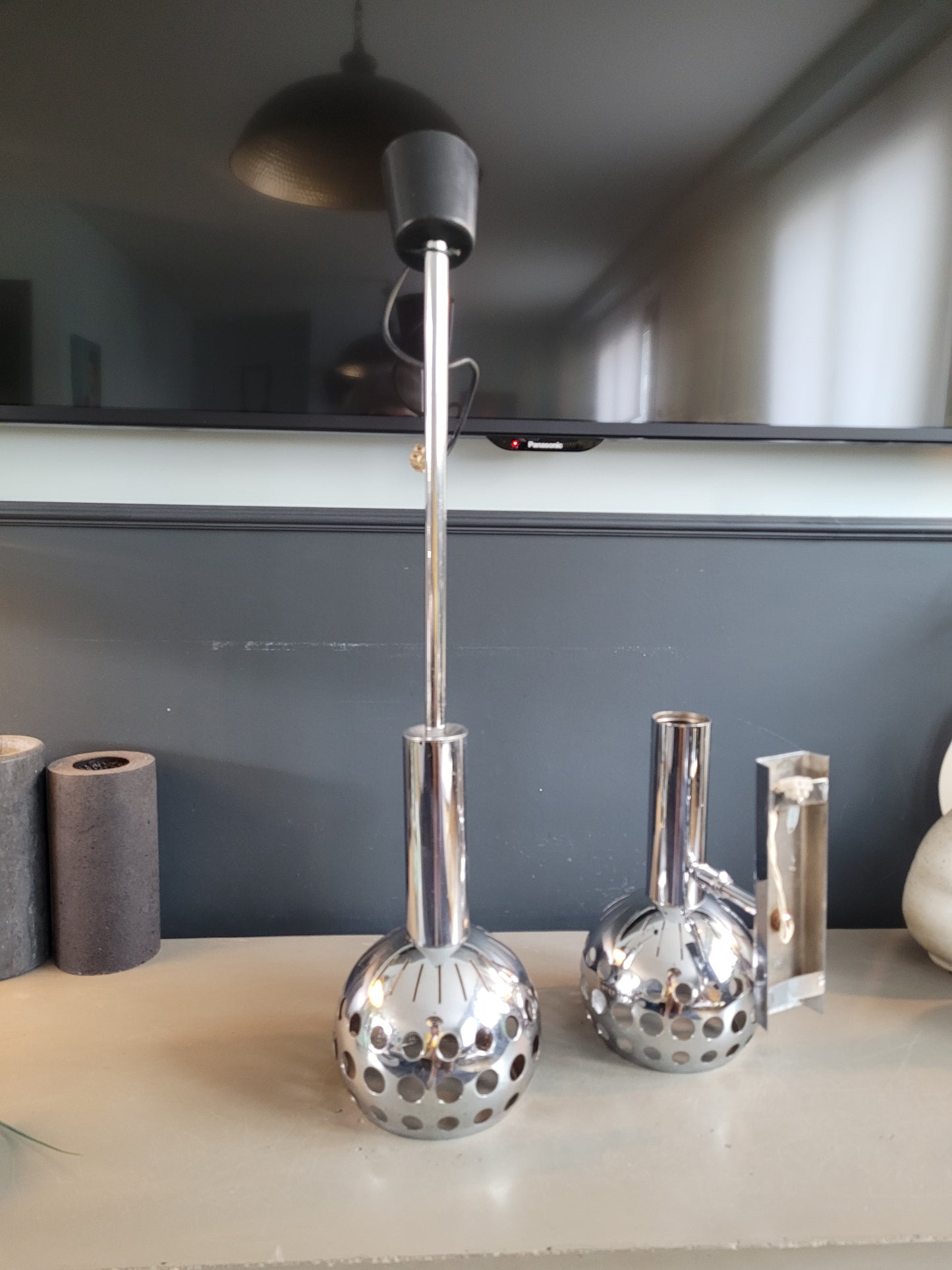 Ensemble applique + suspension vintages chromées - Ref 650