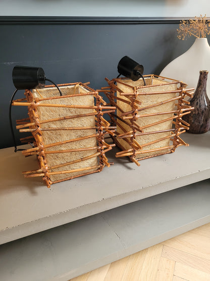Paire de suspensions vintages en bambou - Ref 378