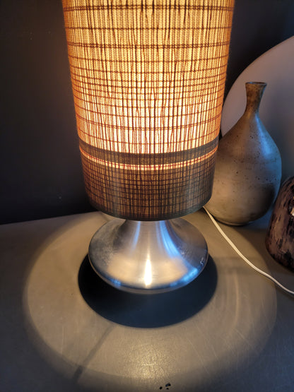 Lampe à poser vintage pied aluminium brossé - abat-jour cylindre- Ref 802