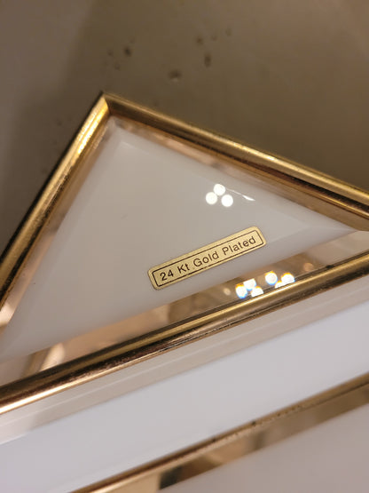 Plafonnier italien en verre bicolore et plaqué or - ref 667