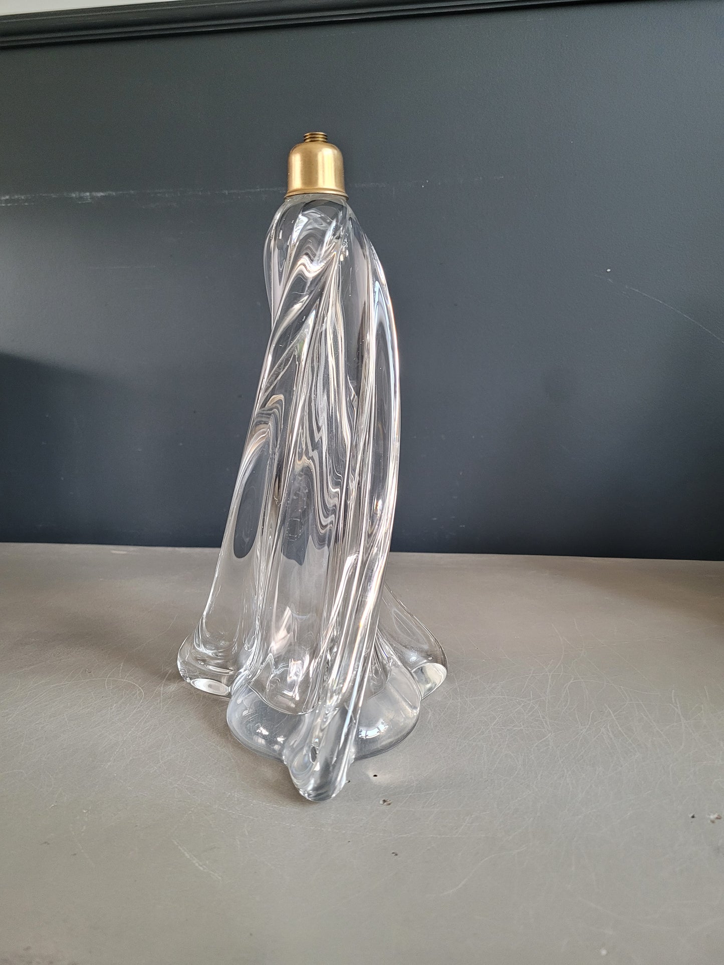 Pied de lampe ancien en cristal- Ref 301