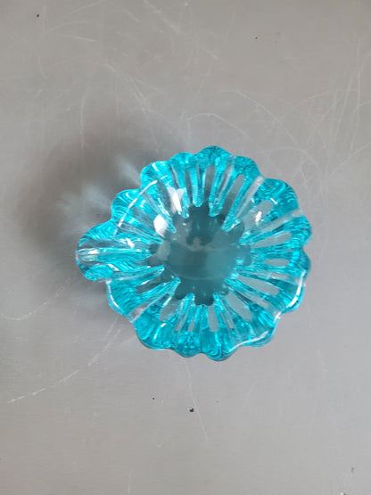 Paire de cendriers assortis en verre turquoise - 394