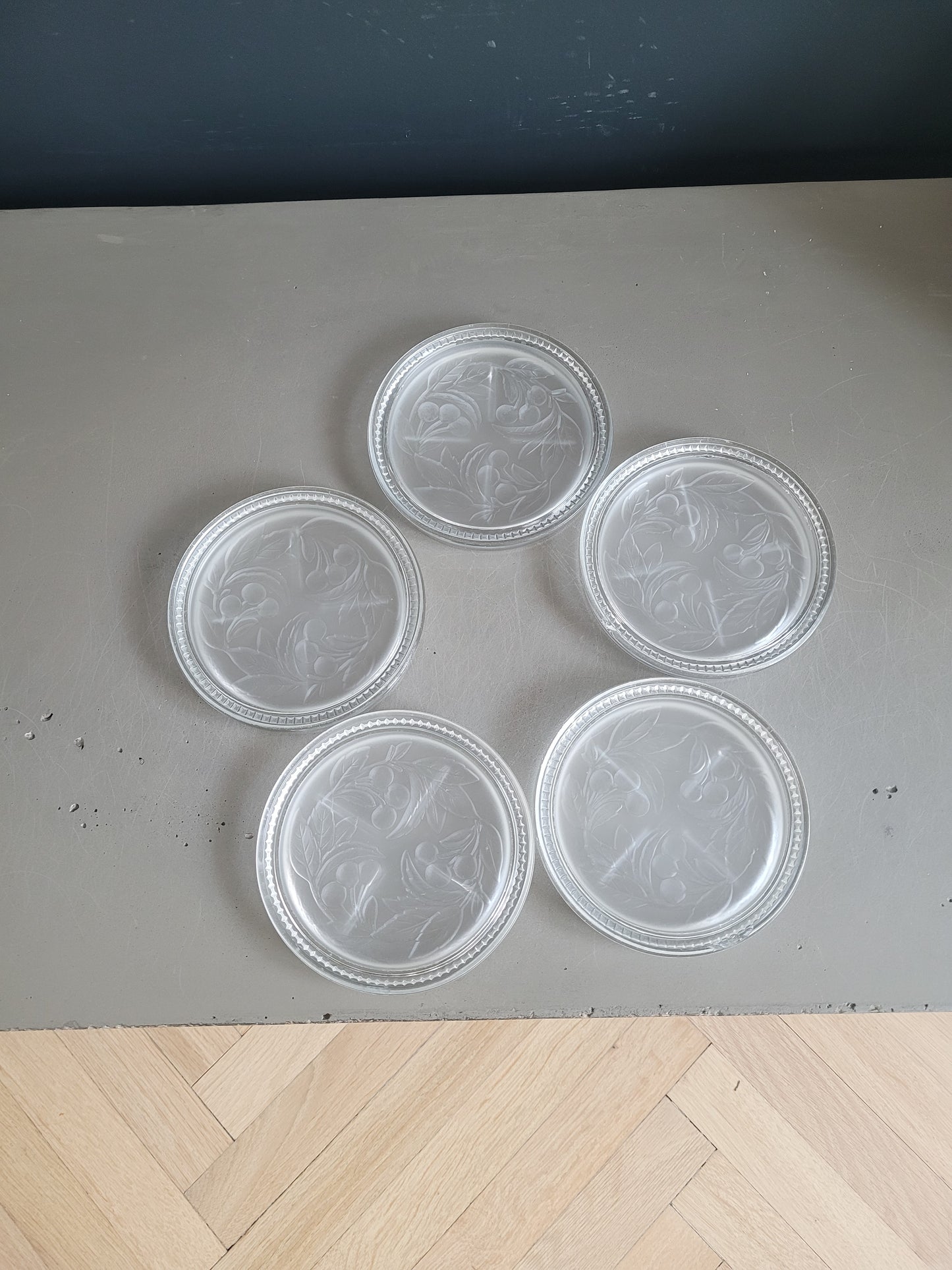 Lot de 5 dessous de bouteilles en verre - Ref 393