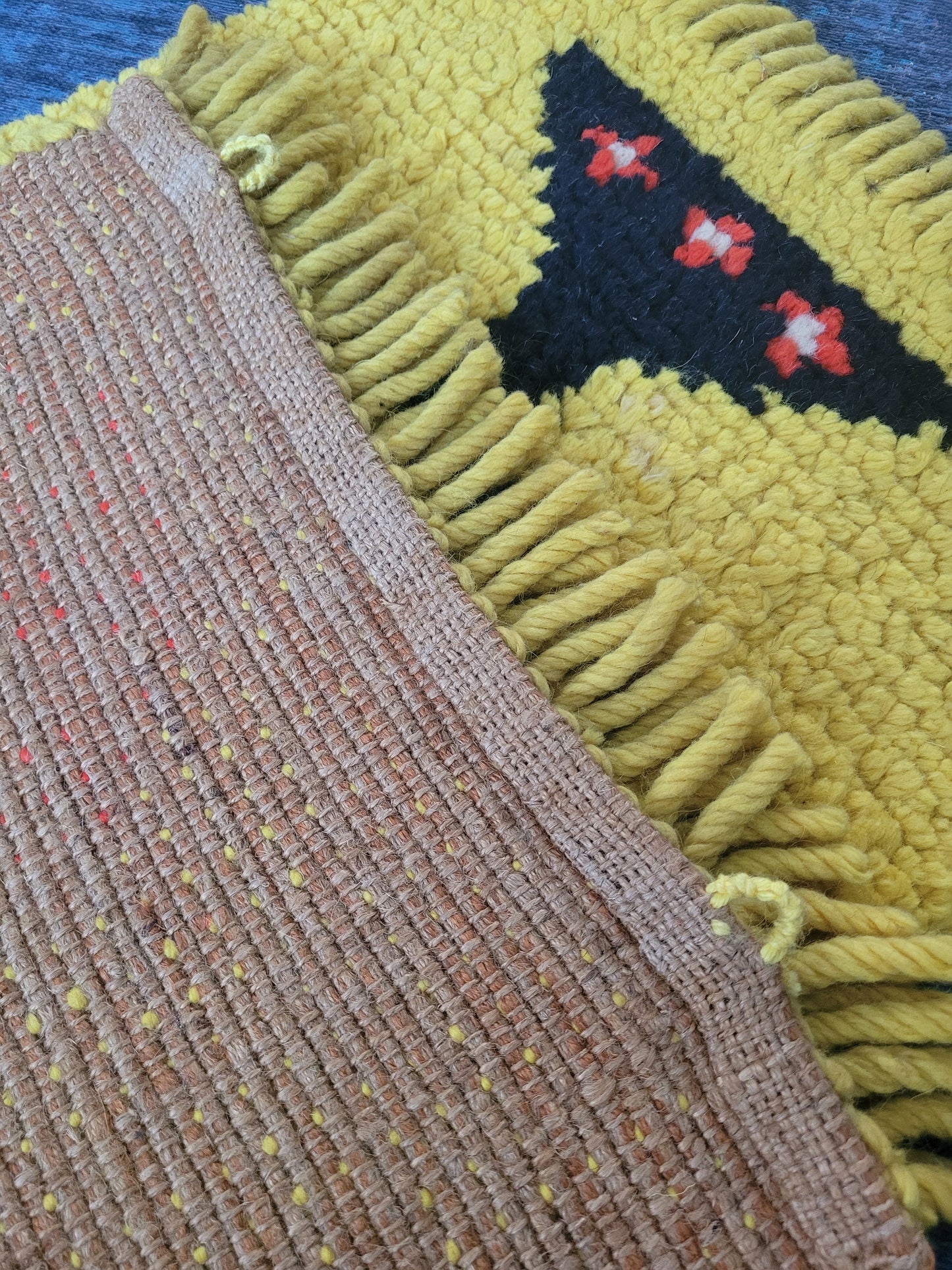 Tenture murale - tapis - vintage en laine nouée, années 1970 - Ref 1132