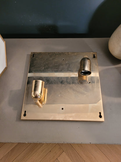 Plafonnier italien en verre bicolore et plaqué or - ref 667