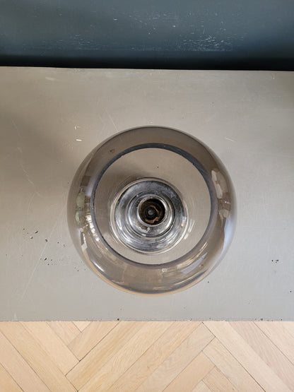 Photophore d'extérieur en verre fumé et chrome - Bougeoir - Ref 816