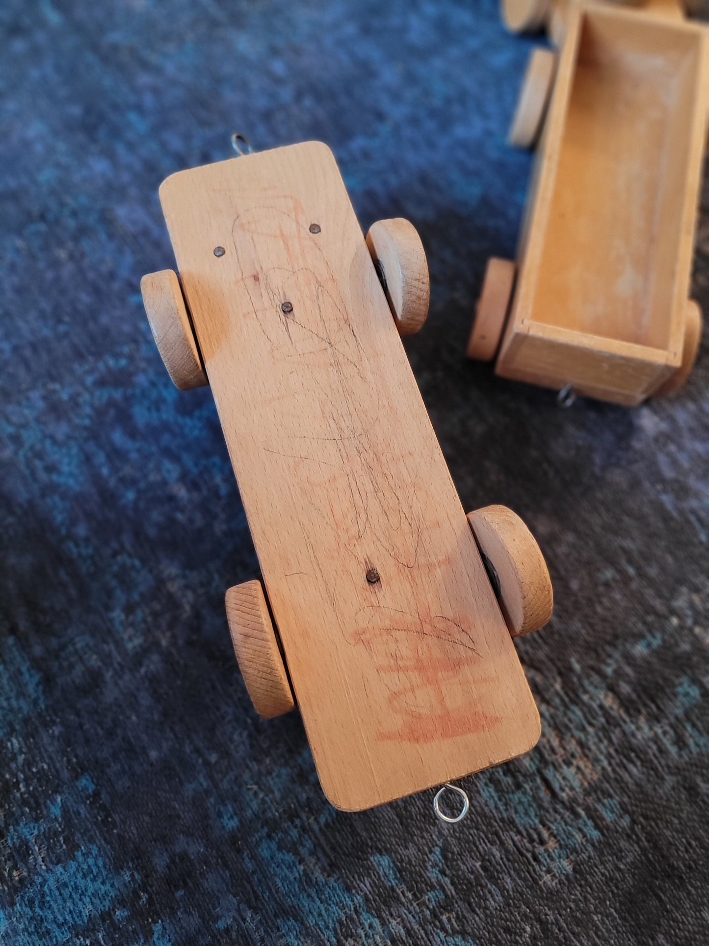 Train en bois ancien - jouet en hêtre- Ref 783