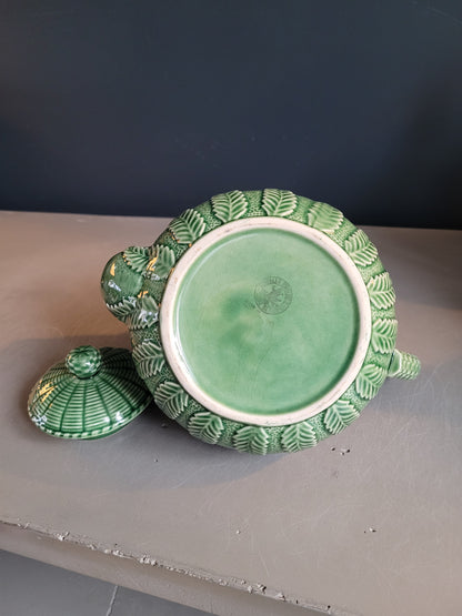 Théière en porcelaine Bordallo Pinheiro - Barbotine verte - Ref 291