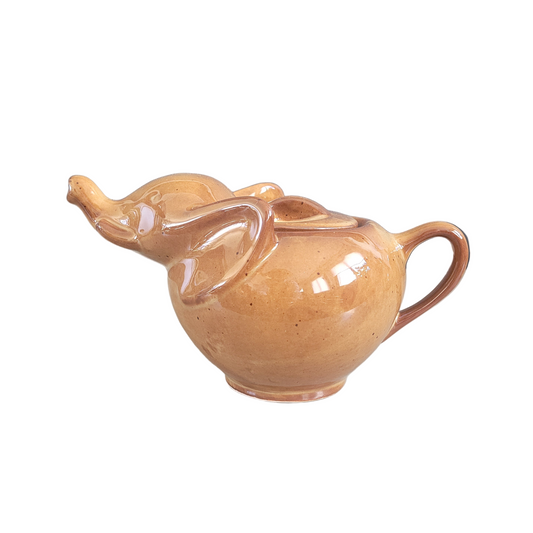 Théière Eléphant vintage en porcelaine marron - Ref 658