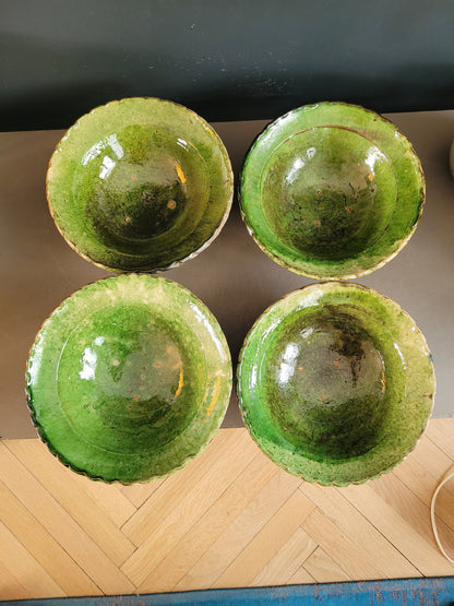 Saladier en terre cuite émaillée vert - Ref 791