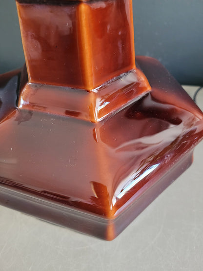 Pied de lampe vintage en céramique marron - Ref 883