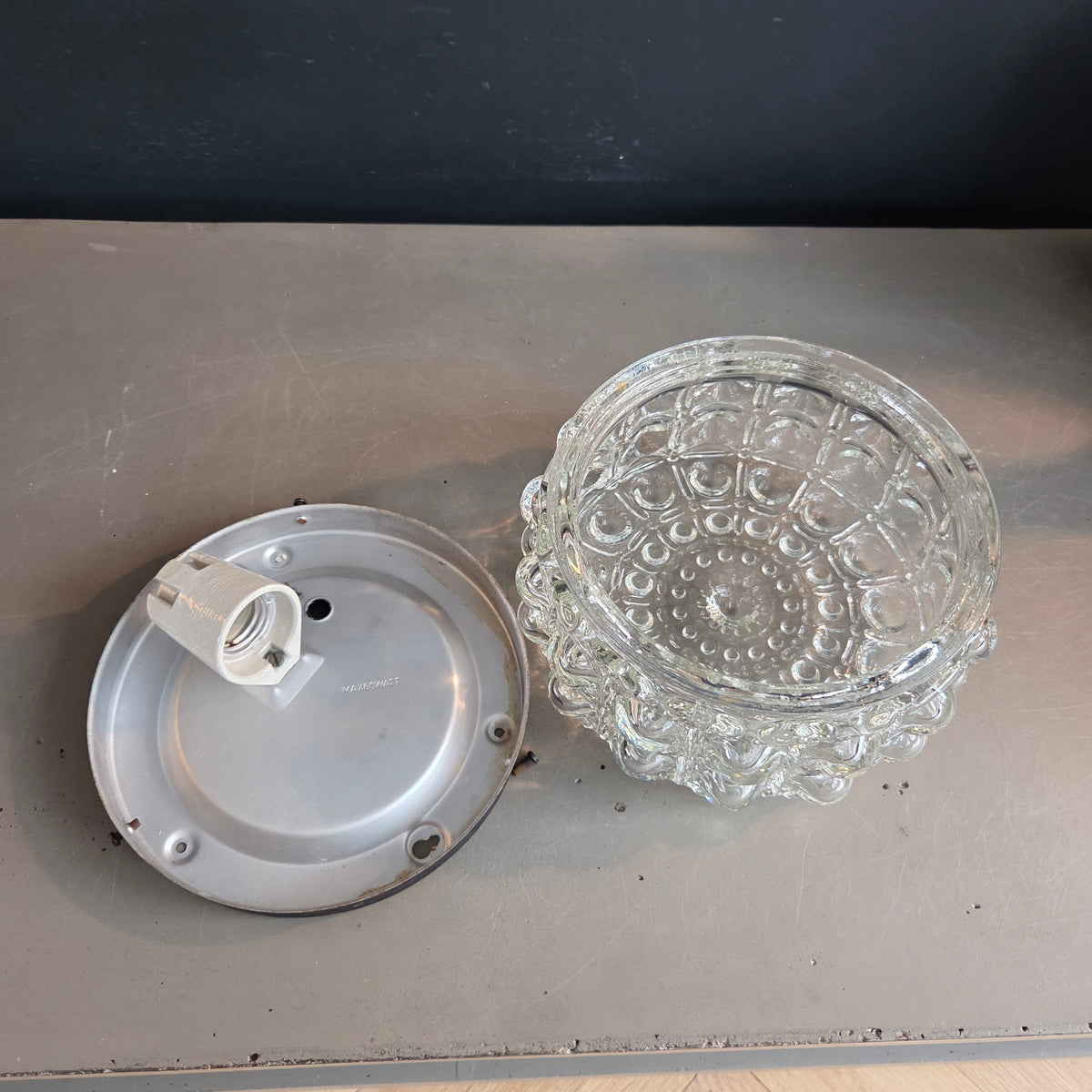 Plafonnier ou applique en verre moulé bulles - Ref 1435