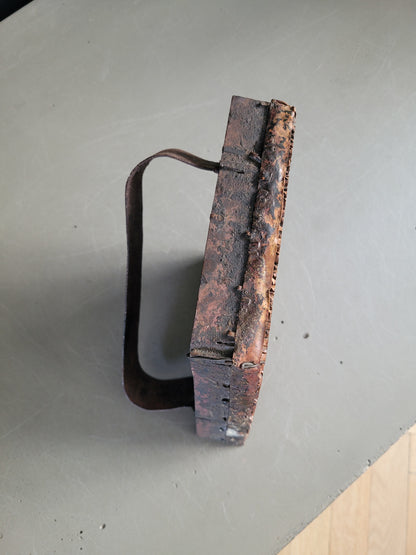 Ancien bloc d'impression en cuivre - Tampon textile motif losanges - Ref 846