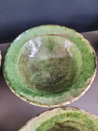 Saladier en terre cuite émaillée vert - Ref 791