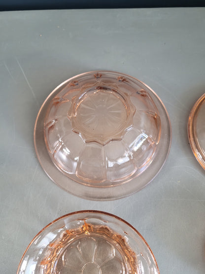 Ensemble 2 tasses + sucrier en verre rose - Ref 522