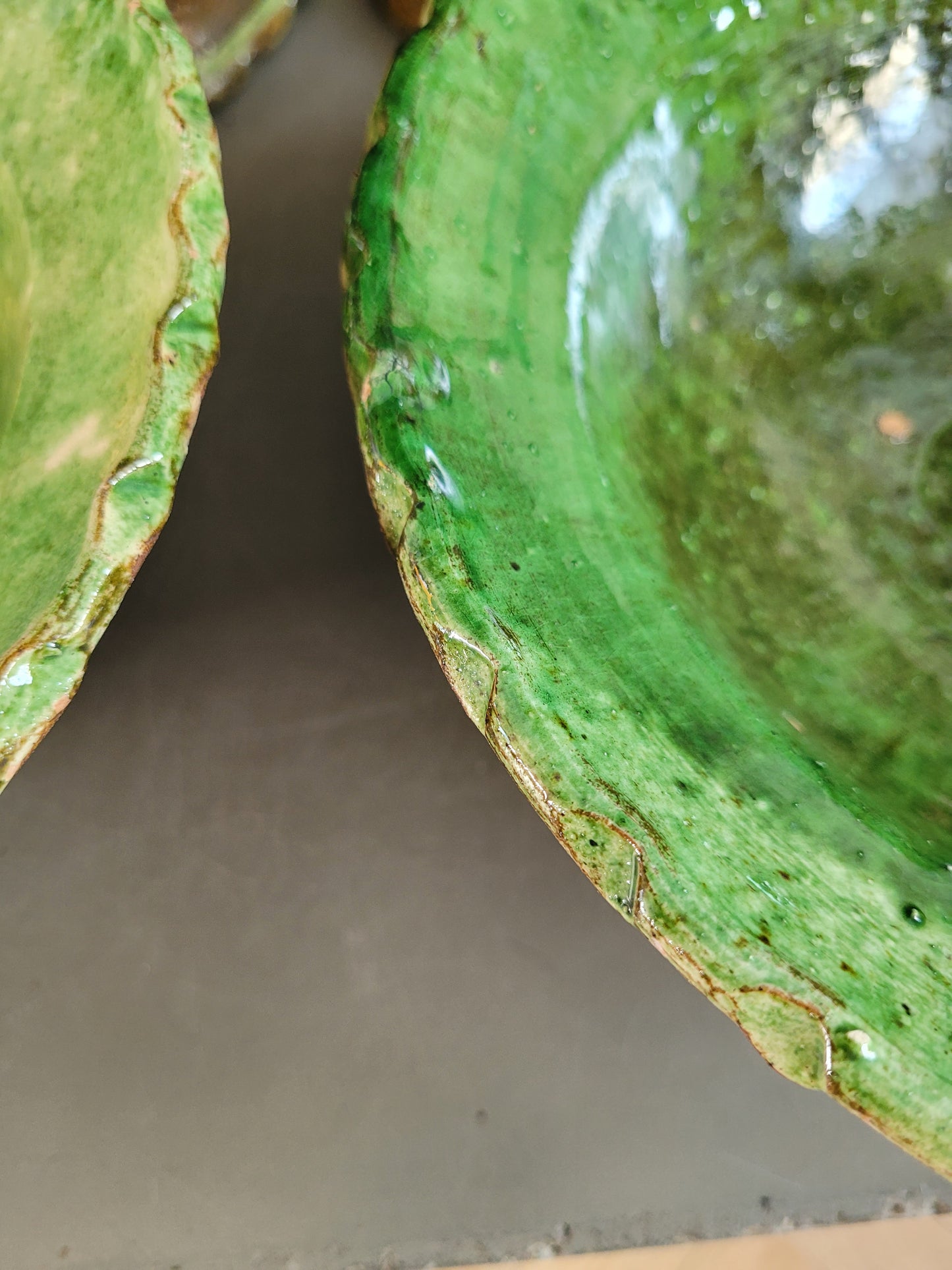 Saladier en terre cuite émaillée vert - Ref 791