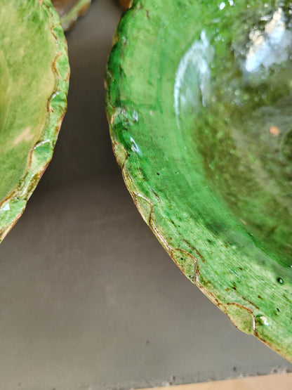Saladier en terre cuite émaillée vert - Ref 791