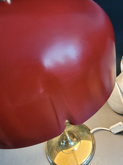 Lampe à poser vintage, abat-jour cloche et pied laiton - Ref 824