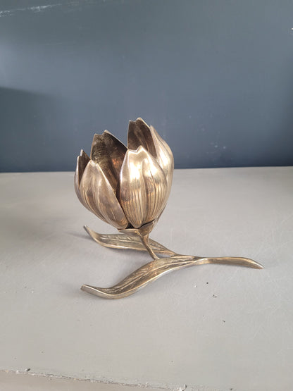 Cendrier-bougeoir fleur en laiton massif - Ref 334