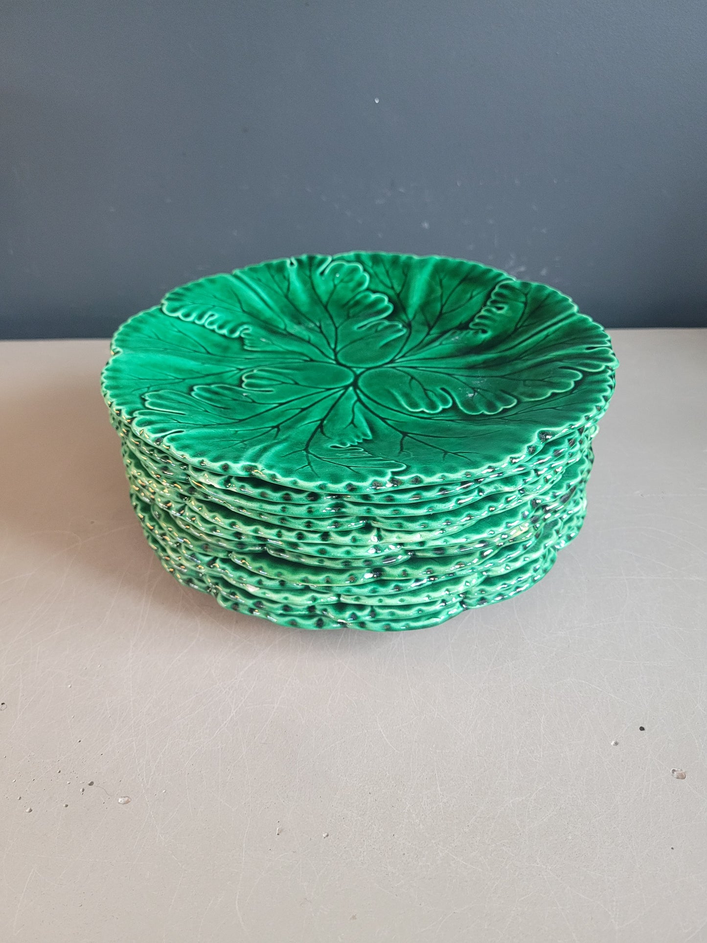 12 assiettes Rigal & Sanejouand faïencerie Clairefontaine en barbotine - Ref 631