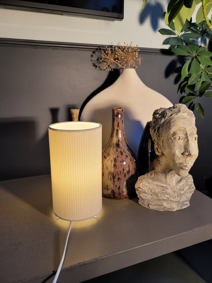 Lampe cylindre abat-jour tissu rayé  - Ref 740
