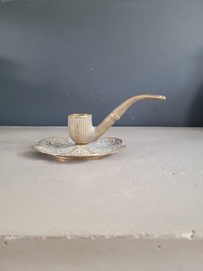 Bougeoir pipe en laiton ouvragé - Ref 958