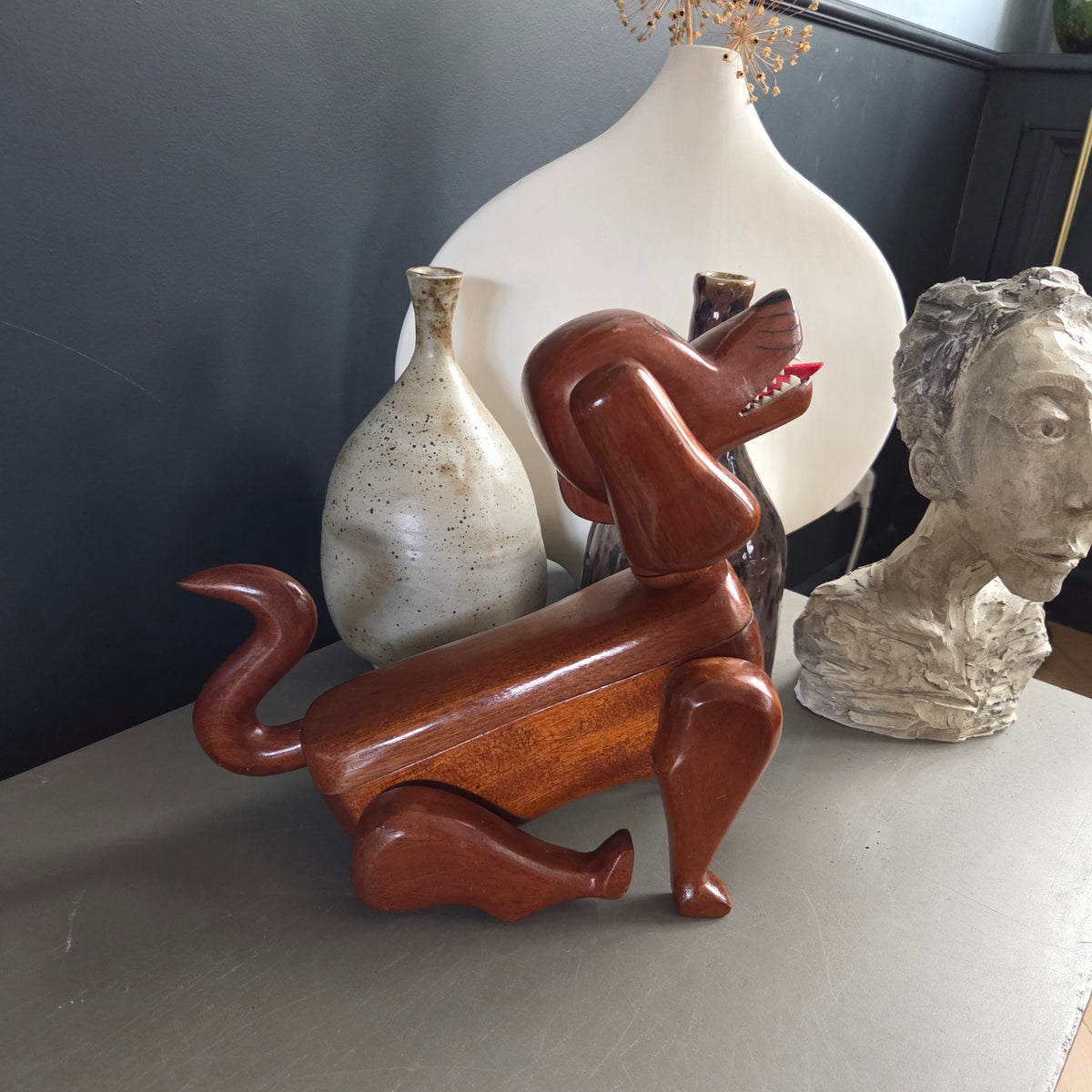 Boîte à bijoux chien en bois articulé - Ref 1419