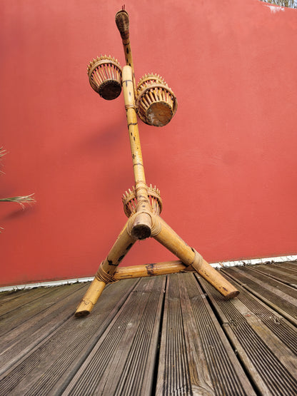 Porte-plantes serpent en bambou vintage - Ref 859