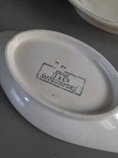 Paire de raviers terre de fer Sarreguemines modèle Neige - Ref 847