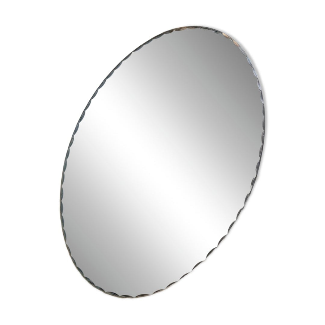 Miroir ovale ancien à bords ciselés - Ref 695