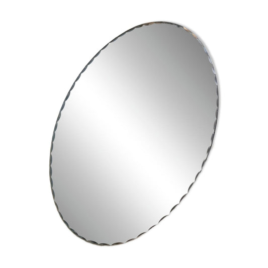 Miroir ovale ancien à bords ciselés - Ref 695