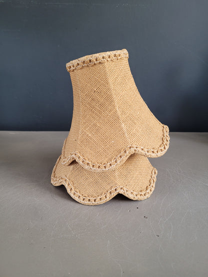 Paire d'abat-jour vintages en toile de jute - Ref 448