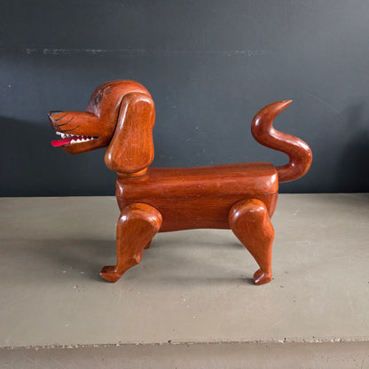 Boîte à bijoux chien en bois articulé - Ref 1419