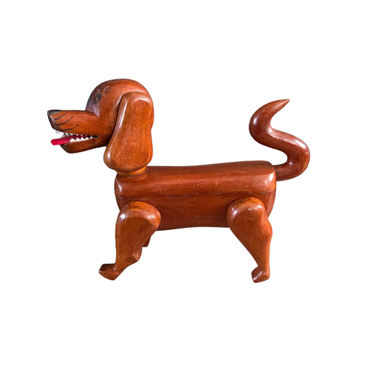 Boîte à bijoux chien en bois articulé - Ref 1419
