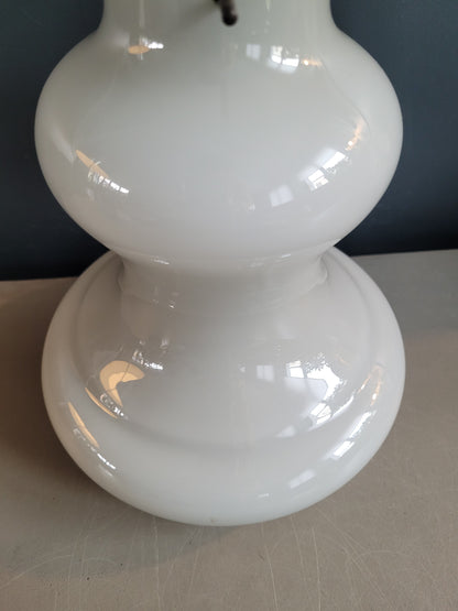 Suspension vintage en verre bicouche gris/blanc - Ref 648