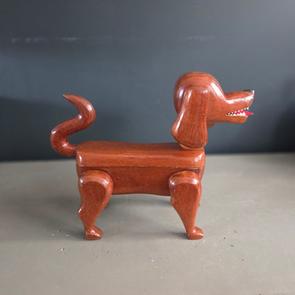 Boîte à bijoux chien en bois articulé - Ref 1419